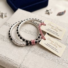 Exquisite Silver & Onyx Baby Bangles
