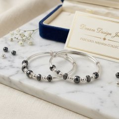 Precious Najaria Collection: Sterling Silver & Hematite Bangles