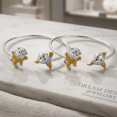 Whimsical Character Enamel Sterling Silver Bangles