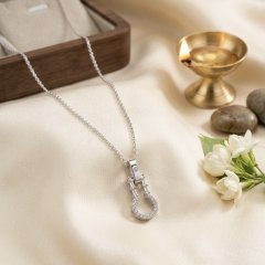 The Heritage Stirrup Pavé Necklace