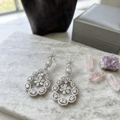 The Majestic Floral Teardrop CZ Earrings