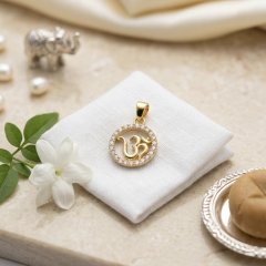 Divine Om 18ct Gold & Natural Diamond Kids Pendant