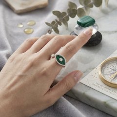 The Visionary Malachite-Hue Evil Eye Ring