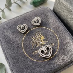 925 Sterling Silver Interlocking Heart Set