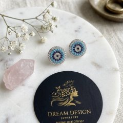 Radiant 925 Silver Evil Eye Stud Earrings