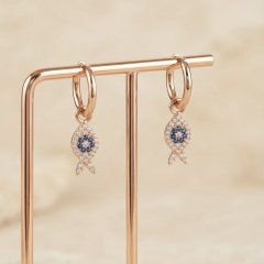 925 Sterling Silver Rose Gold Polished Fish Huggie Earrings
