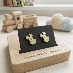 925 Sterling Silver Kids Enamel Bunny in Egg Stud Earrings