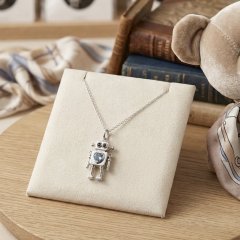 925 Sterling Silver Robot Heart Pendant Necklace