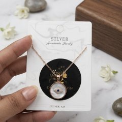 Mystic Protection Mother of Pearl Evil Eye Necklace in Sterling Silver