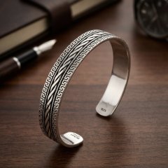 The Olympus Braided Greek Key Cuff
