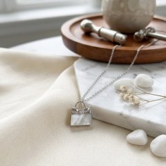 Chic Handbag Mother of Pearl Pendant Necklace in Sterling Silver