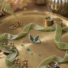 Enchanted Forest Emerald & Crystal Butterfly Ring in Sterling Silver