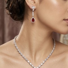 Captivating 925 Silver Crimson Drop Set