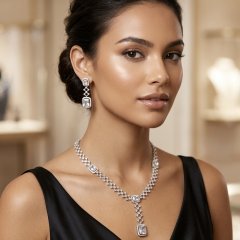 Luminous 925 Silver Geometric Drop Set