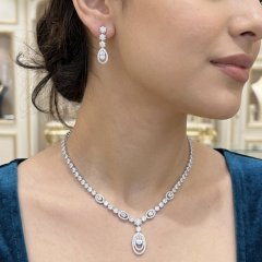Radiant 925 Silver Double Halo Teardrop Set