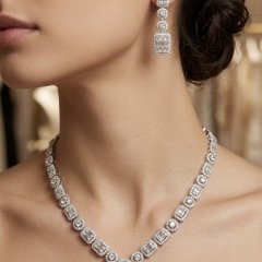 Radiant 925 Silver Alternating Halo Drop Set