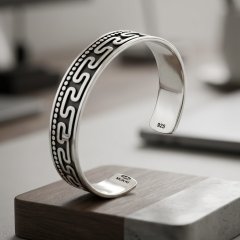 The Aegean Scroll Beaded Silver Cuff