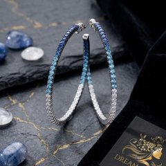 Striking 925 Silver Blue Ombré Hoop Earrings