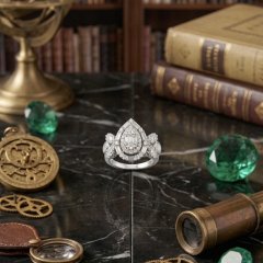 925 Silver Pear-Cut Vintage Glamour Ring