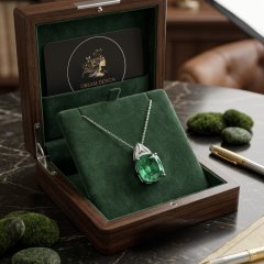 925 Silver Emerald-Green Statement Pendant Chain