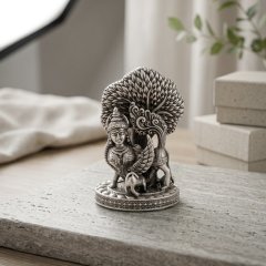 925 Silver Antique-Finish Kamdhenu & Calf Idol