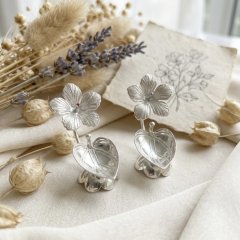 925 Silver Botanical Floral Diya Set