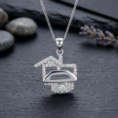 925 Silver Pave House & Car Milestone Pendant