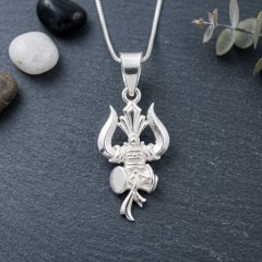 925 Silver Divine Trishul & Damaru Pendant