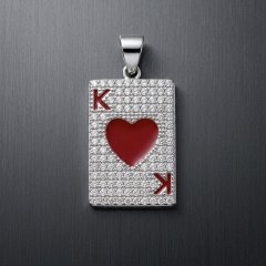 925 Silver Pave King of Hearts Pendant