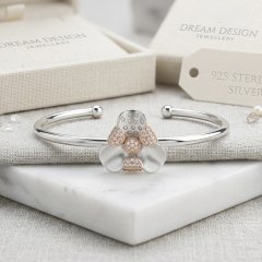 Elegant Floral 925 Sterling Silver Cuff Bracelet