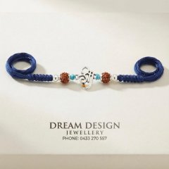 Sacred Protection: 925 Sterling Silver Divine Shree & Rudraksha Rakhi