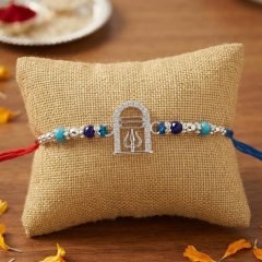 Divine Protection: 925 Sterling Silver Mahadev Trishul & Tripundra Rakhi