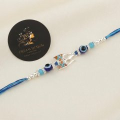 925 Sterling Silver Mahadev Trishul & Evil Eye Rakhi
