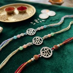 925 Sterling Silver Shree Aura Stone-Encrusted Rakhi