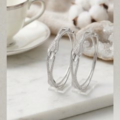The Flora Bypass Pavé Silver Bangles