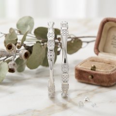 The Quatrefoil Station Pavé Silver Bangles