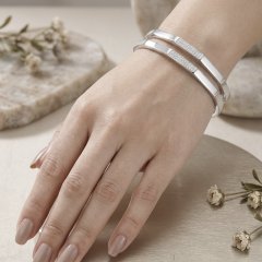 The Geometric Bar Station Silver Bangles