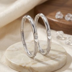 The Bezel Station Pavé Silver Bangles