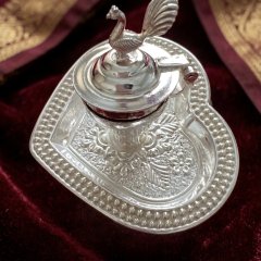 Sacred Heart Peacock Silver Kumkumdani
