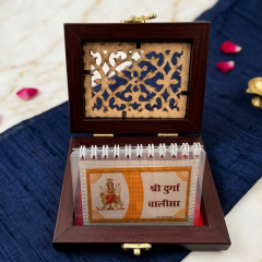 Divine 999 Pure Silver Durga Chalisa in Handcrafted Wooden Box