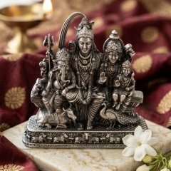 Divine 925 Silver Oxidised Shiv Parivaar Murti