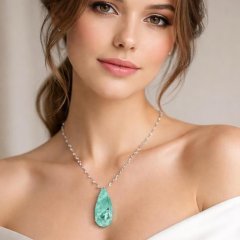 The Serene Drop: Enchanting Mint Green Teardrop Pendant Necklace