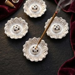 Lotus Bloom Silver Incense Holder (Agarbatti Stand)